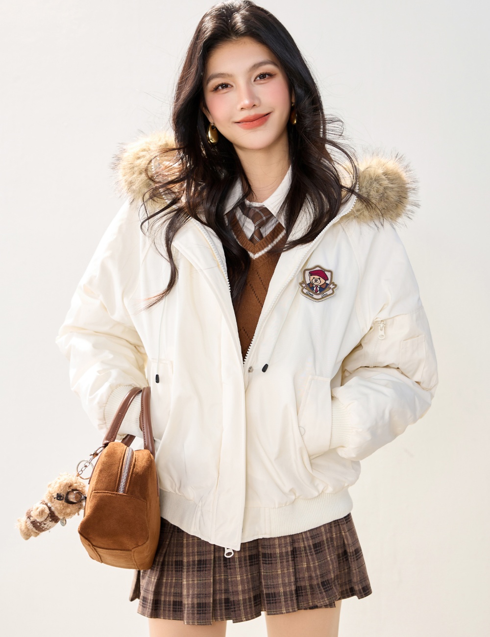 Fur collar cubs coat autumn and winter cotton coat