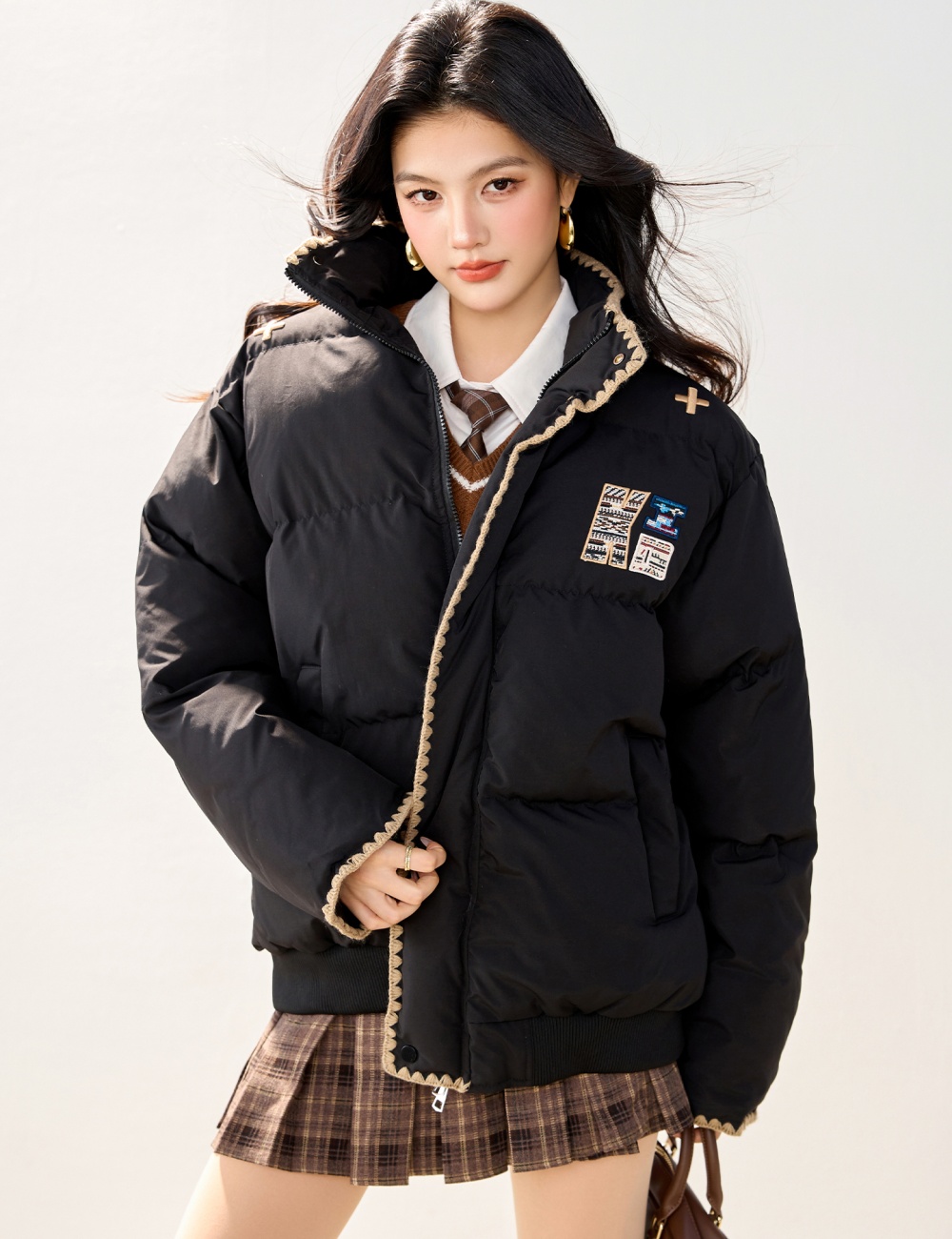 Down retro coat winter embroidery cotton coat