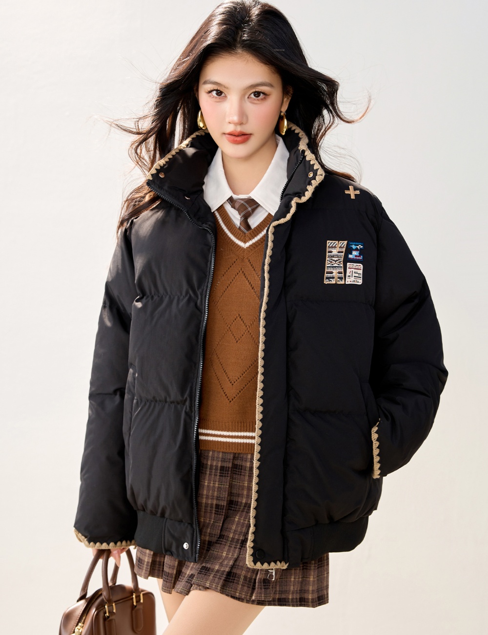 Down retro coat winter embroidery cotton coat