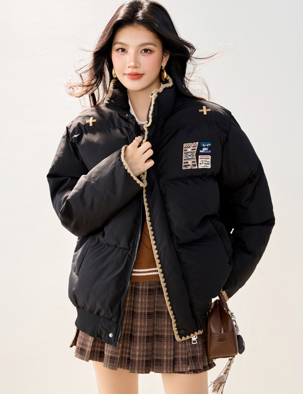 Down retro coat winter embroidery cotton coat