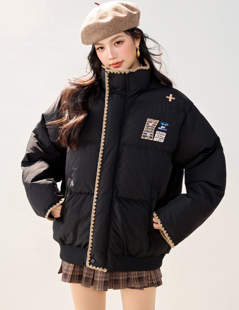 Down retro coat winter embroidery cotton coat