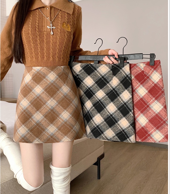 Large yard woolen Korean style A-line thermal retro skirt