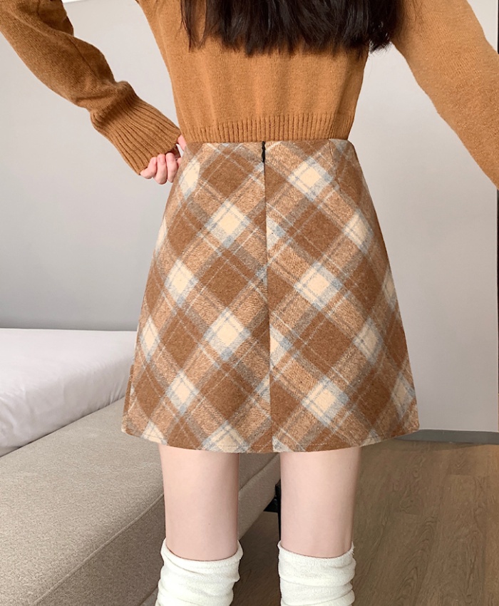 Large yard woolen Korean style A-line thermal retro skirt