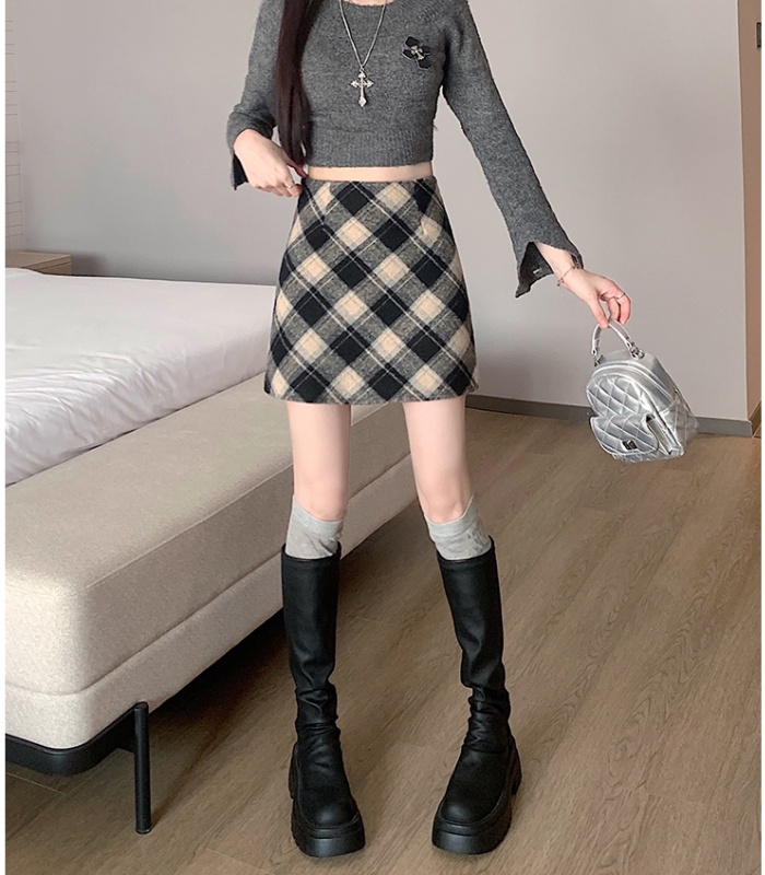 Large yard woolen Korean style A-line thermal retro skirt