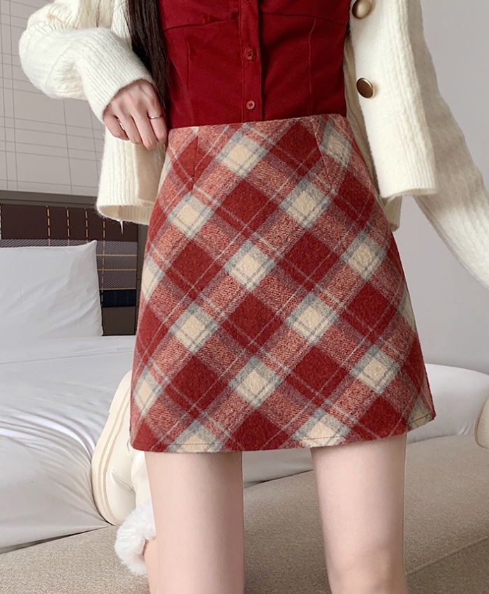 Large yard woolen Korean style A-line thermal retro skirt