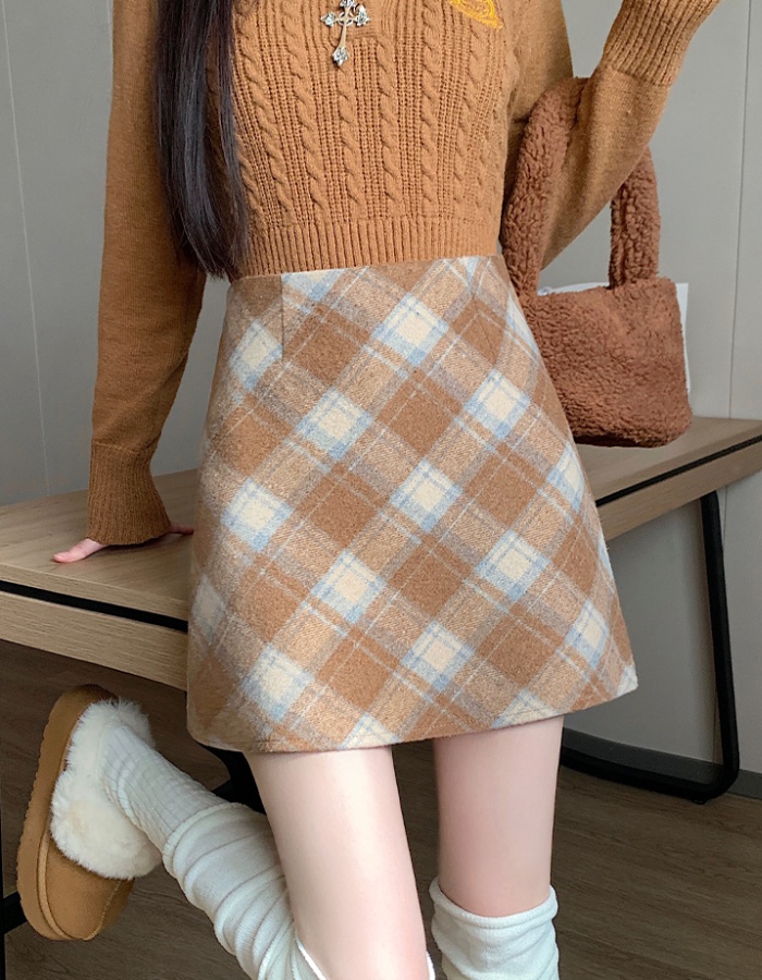 Large yard woolen Korean style A-line thermal retro skirt