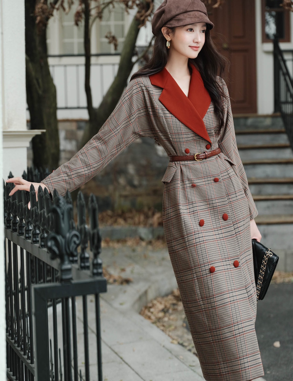 Classic plaid business suit elegant mixed colors dress