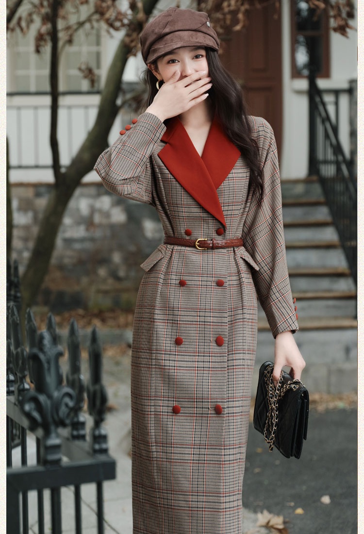 Classic plaid business suit elegant mixed colors dress