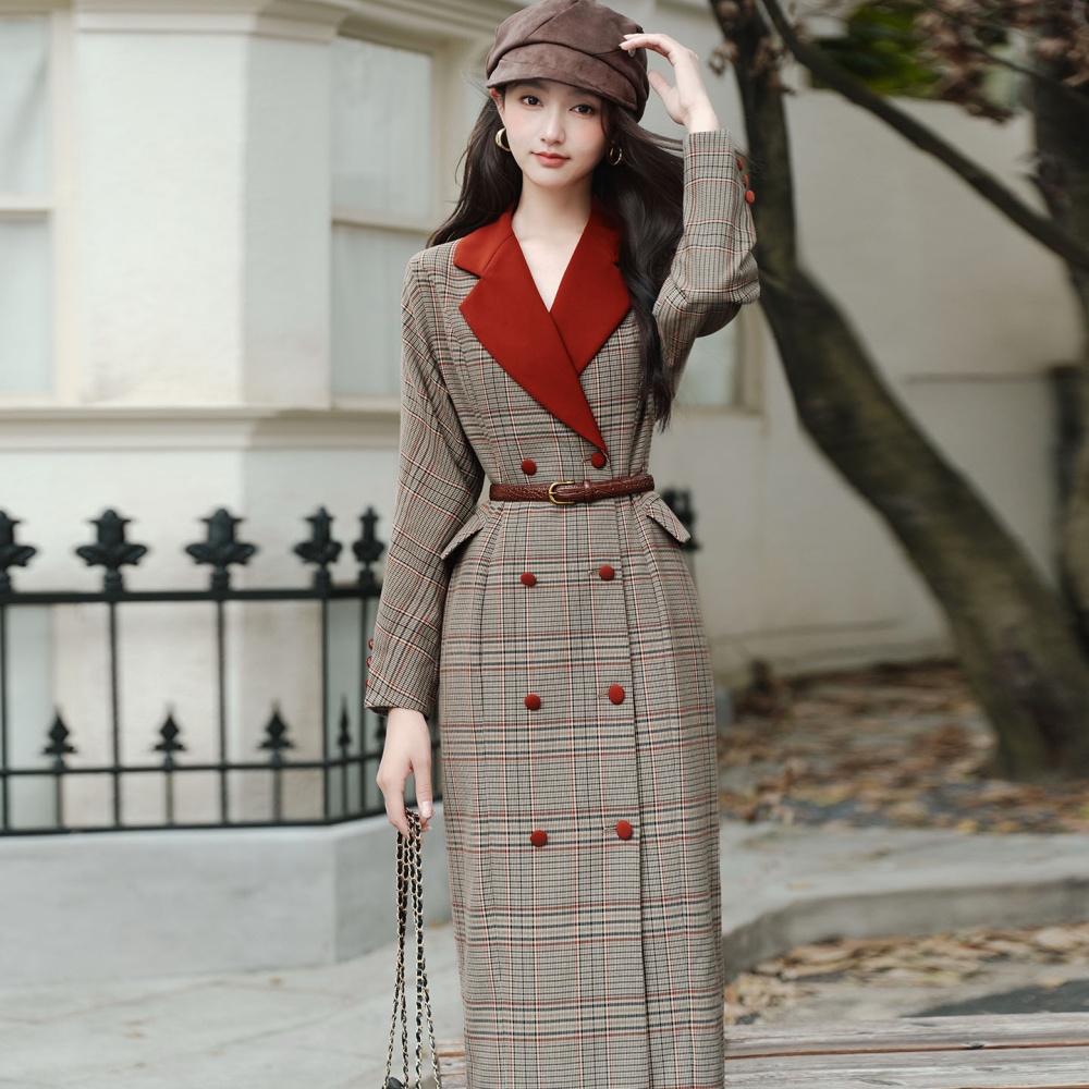 Classic plaid business suit elegant mixed colors dress