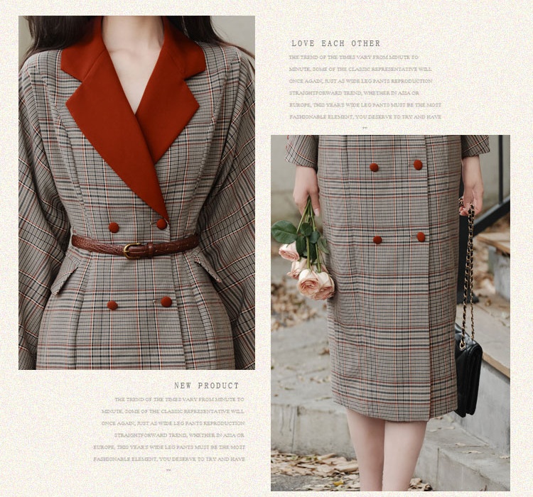Classic plaid business suit elegant mixed colors dress
