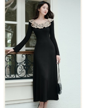 Pinched waist long dress black dress for women