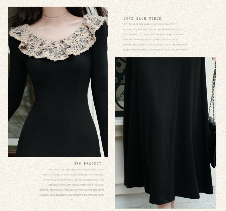 Pinched waist long dress black dress for women