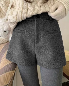 Woolen Casual high waist pants thick shorts for women