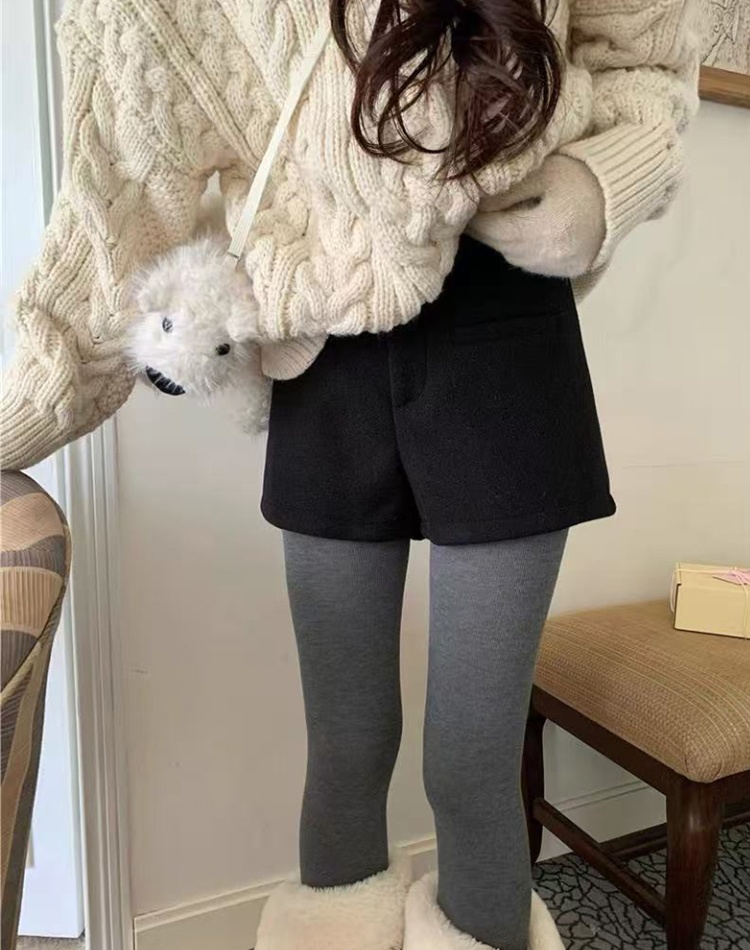 Woolen Casual high waist pants thick shorts for women