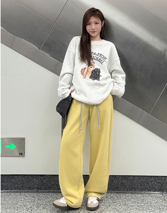 Thick loose wide leg pants Casual sweatpants for women
