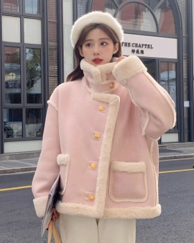 Chanelstyle plush coat short winter cotton coat for women