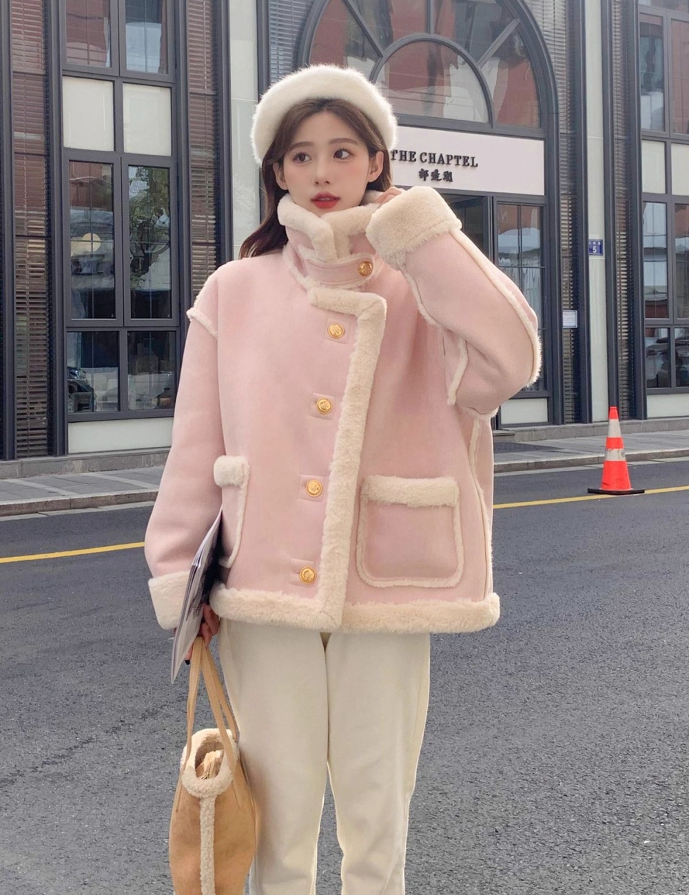 Chanelstyle plush coat short winter cotton coat for women