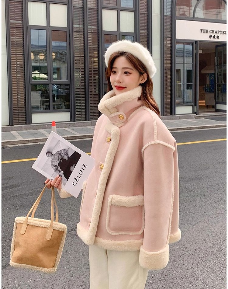 Chanelstyle plush coat short winter cotton coat for women