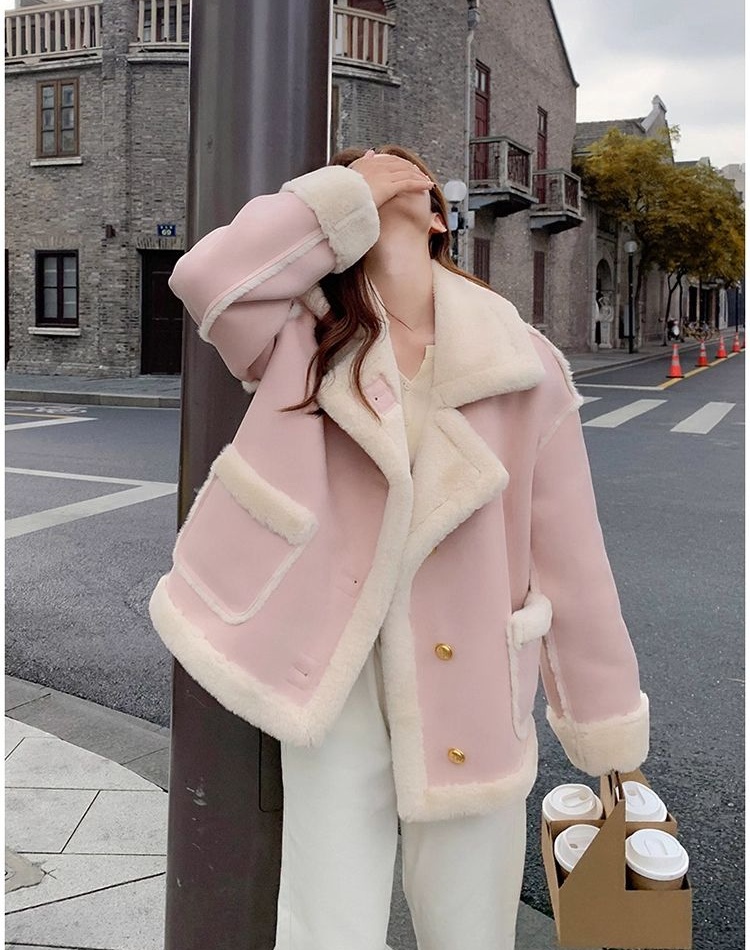Chanelstyle plush coat short winter cotton coat for women