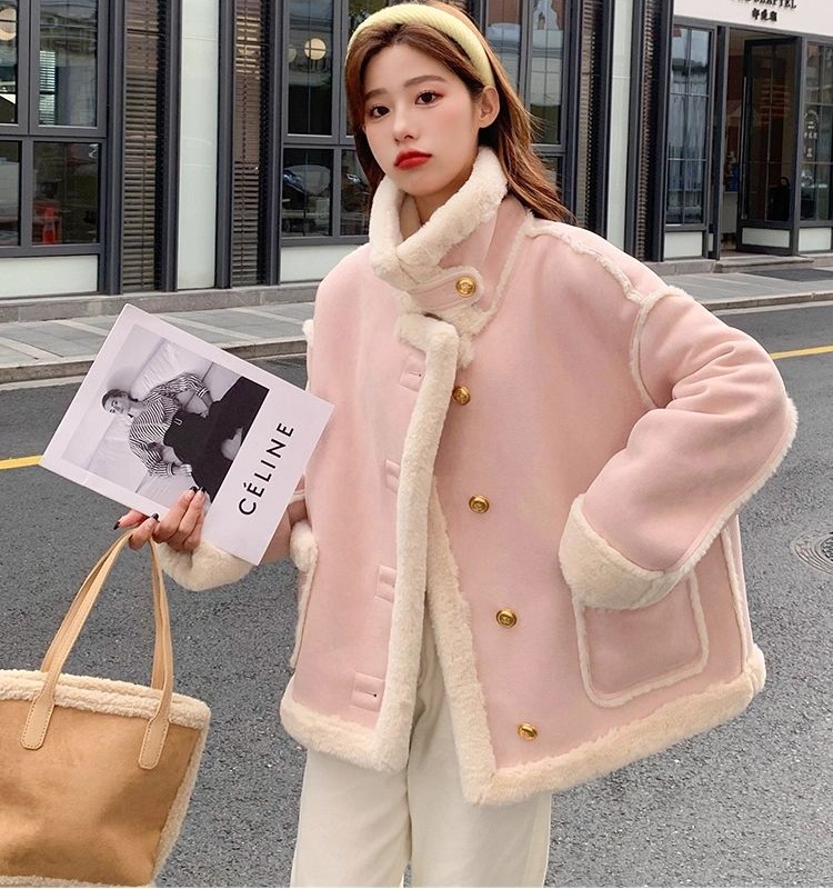 Chanelstyle plush coat short winter cotton coat for women