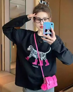 Loose long sleeve tops pure cotton T-shirt for women