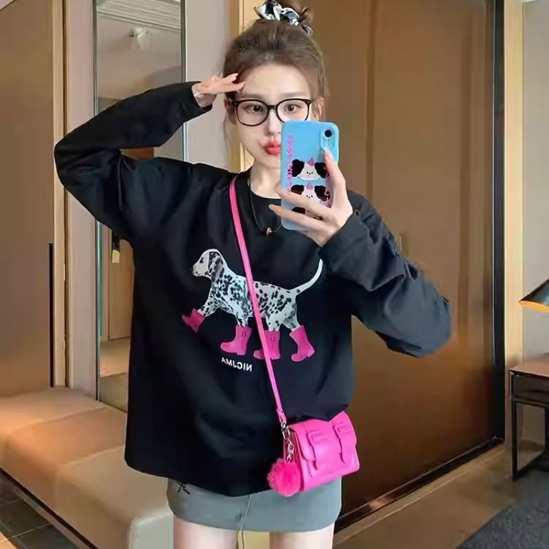 Loose long sleeve tops pure cotton T-shirt for women