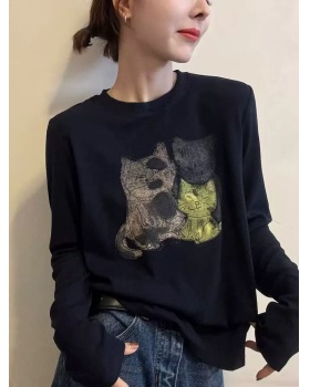 Cotton pure cotton T-shirt printing loose tops for women