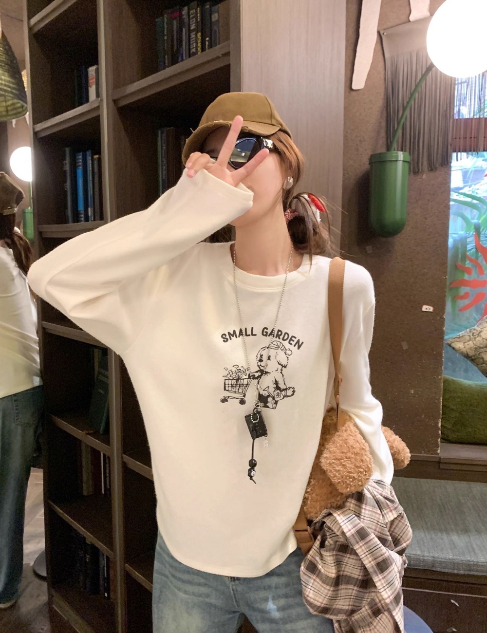 Cotton printing loose tops spring pure cotton T-shirt