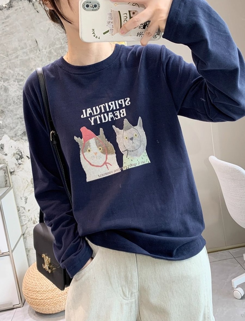 Spring printing T-shirt pure cotton tops for women