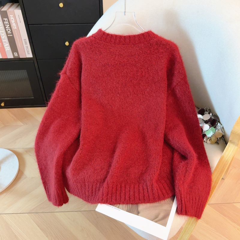 Long sleeve round neck thermal loose sequins winter sweater
