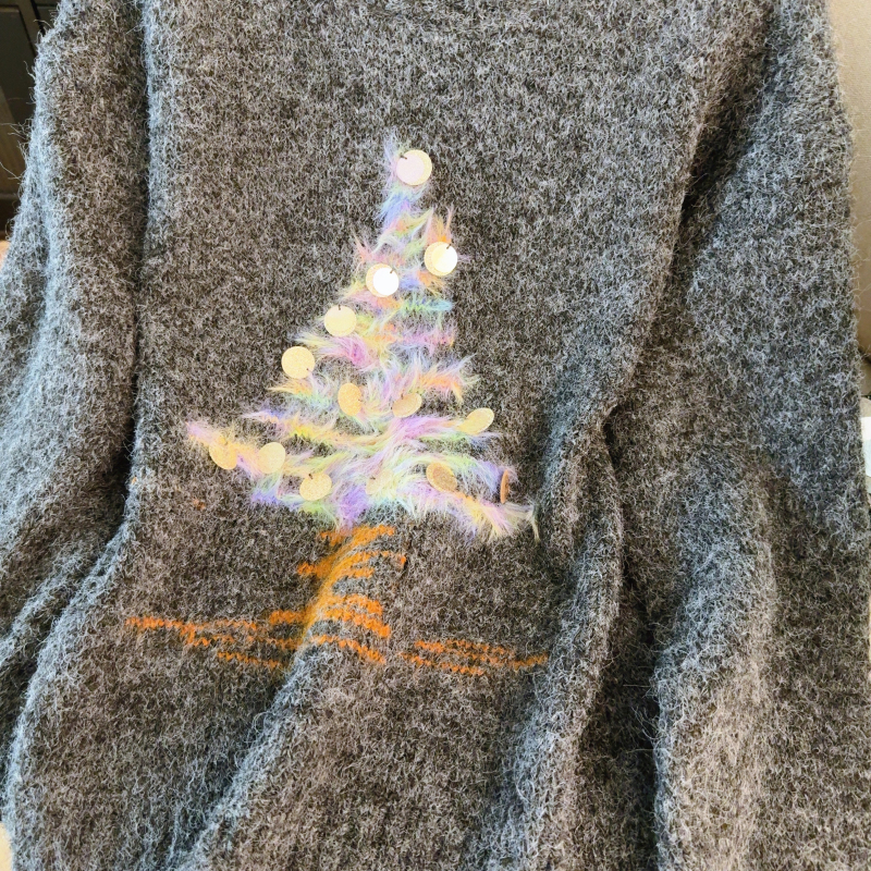 Long sleeve round neck thermal loose sequins winter sweater