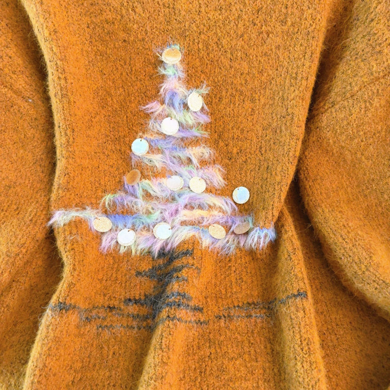 Long sleeve round neck thermal loose sequins winter sweater