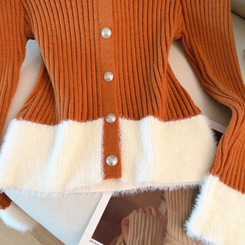 Fresh elasticity knitted slim all-match tops for women