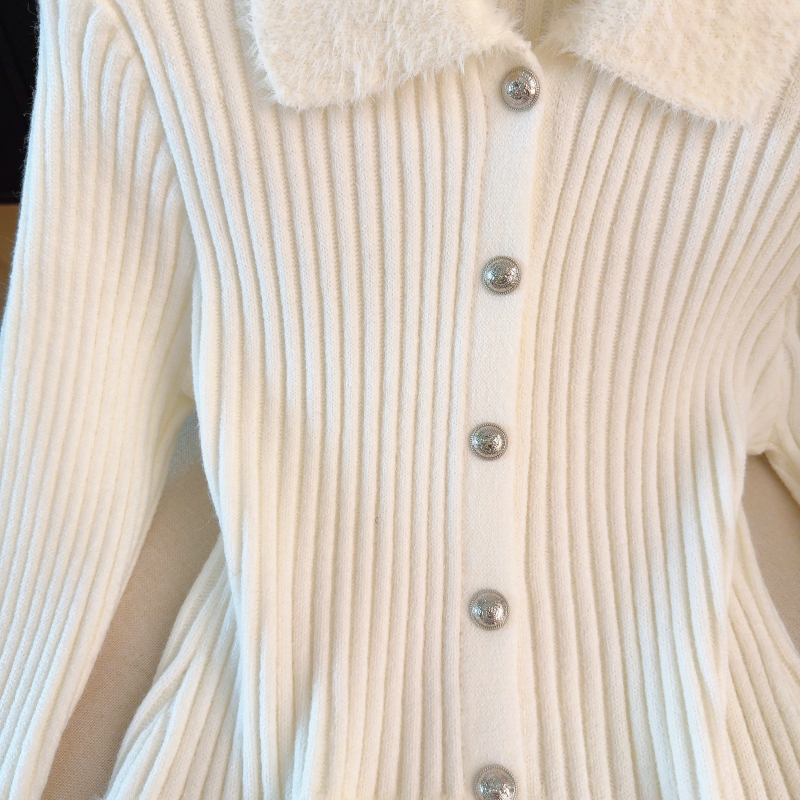 Fresh elasticity knitted slim all-match tops for women