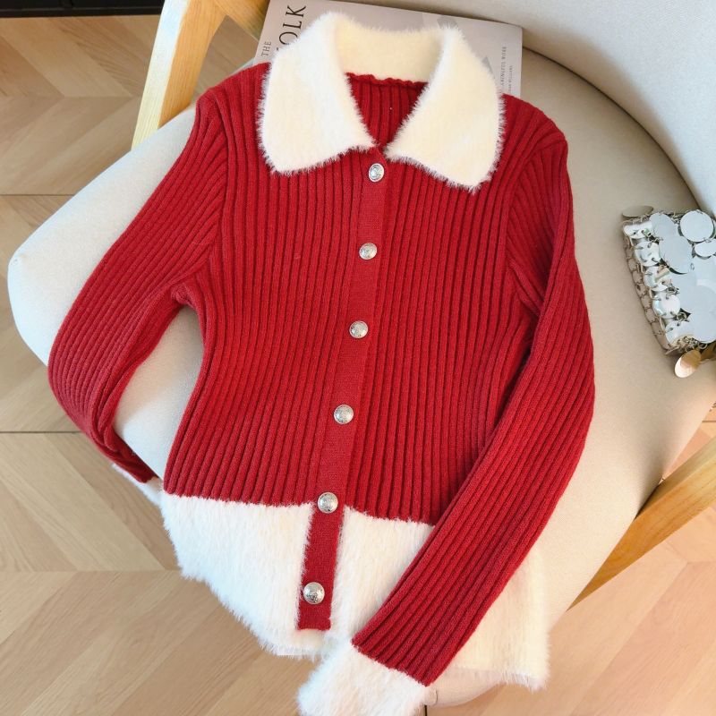 Fresh elasticity knitted slim all-match tops for women