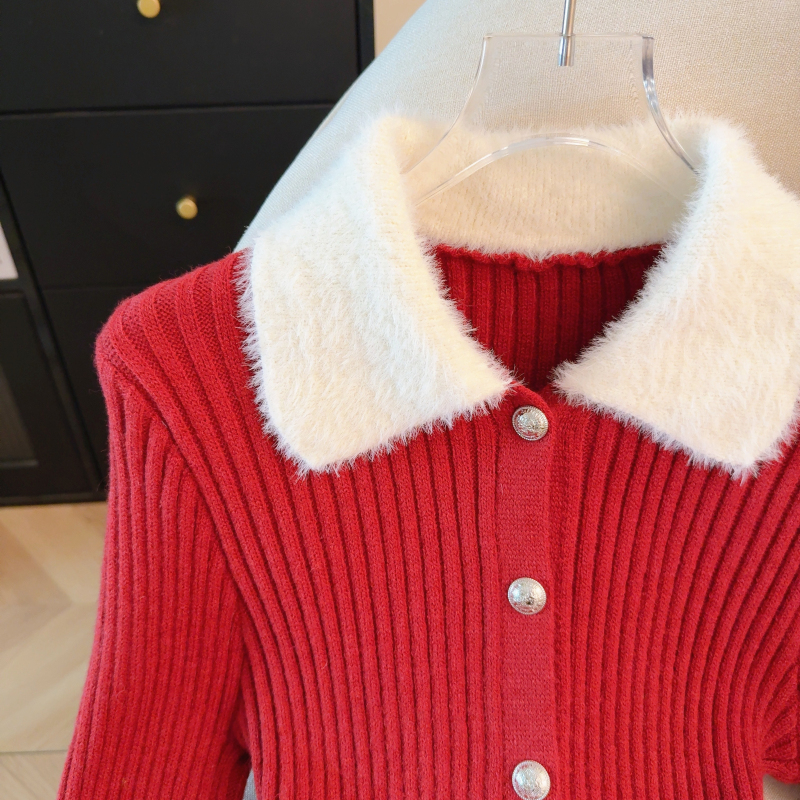 Fresh elasticity knitted slim all-match tops for women