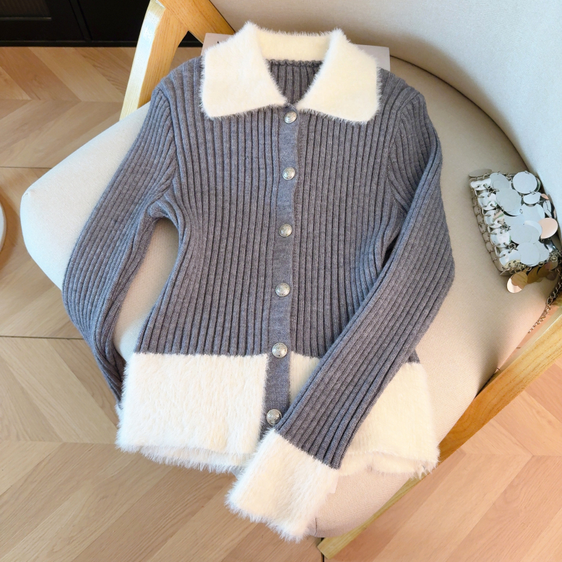 Fresh elasticity knitted slim all-match tops for women