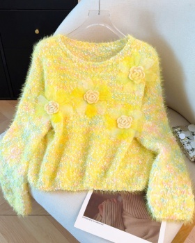 Stereoscopic autumn and winter tops tender short sweater