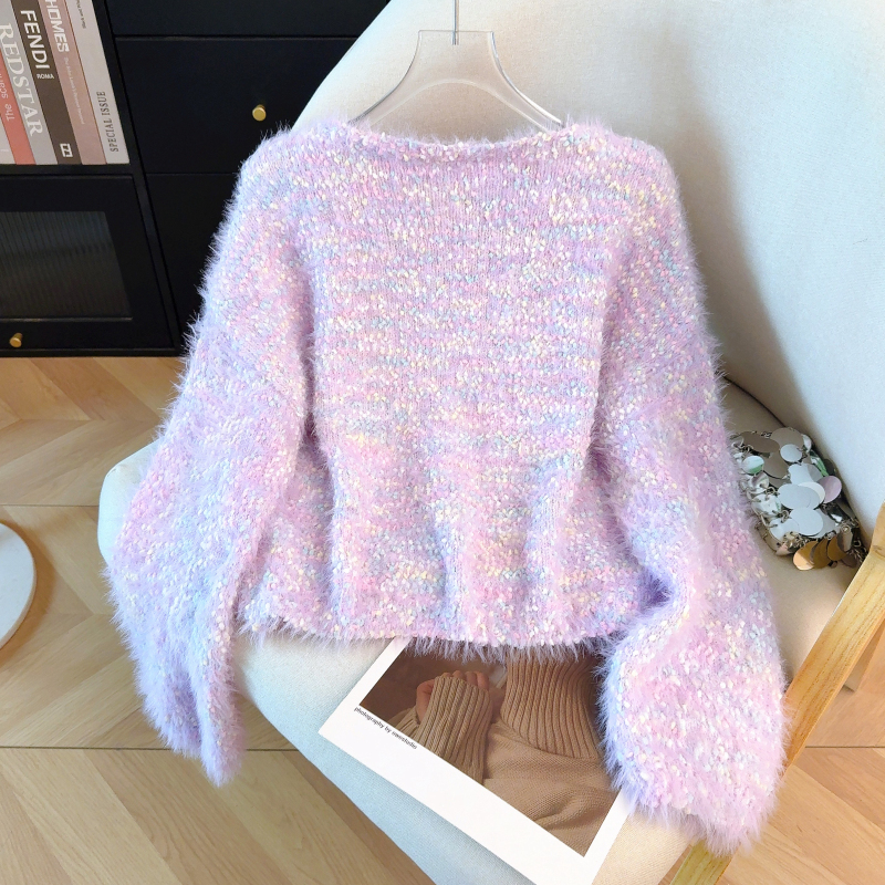 Stereoscopic autumn and winter tops tender short sweater