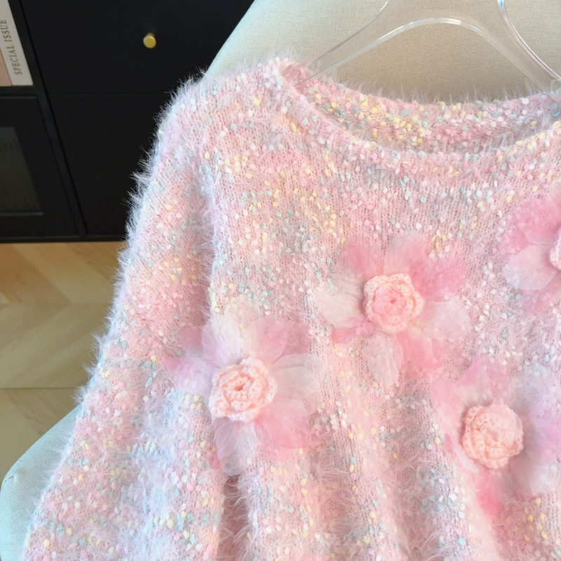 Stereoscopic autumn and winter tops tender short sweater