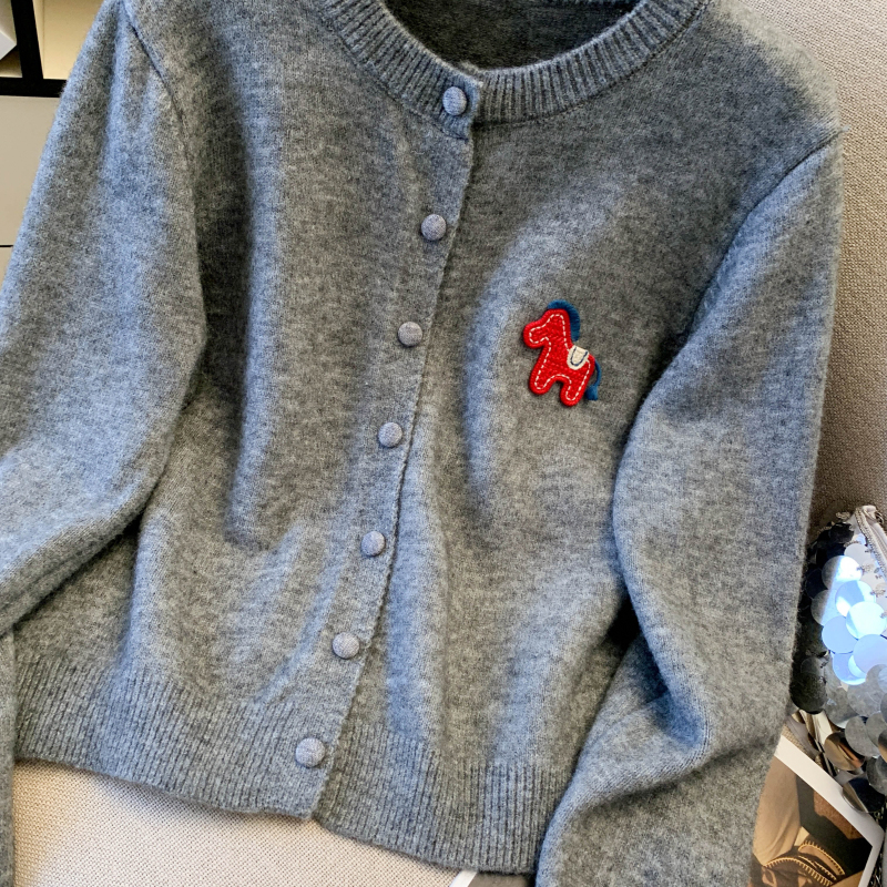 Knitted pony sweater all-match long sleeve coat for women