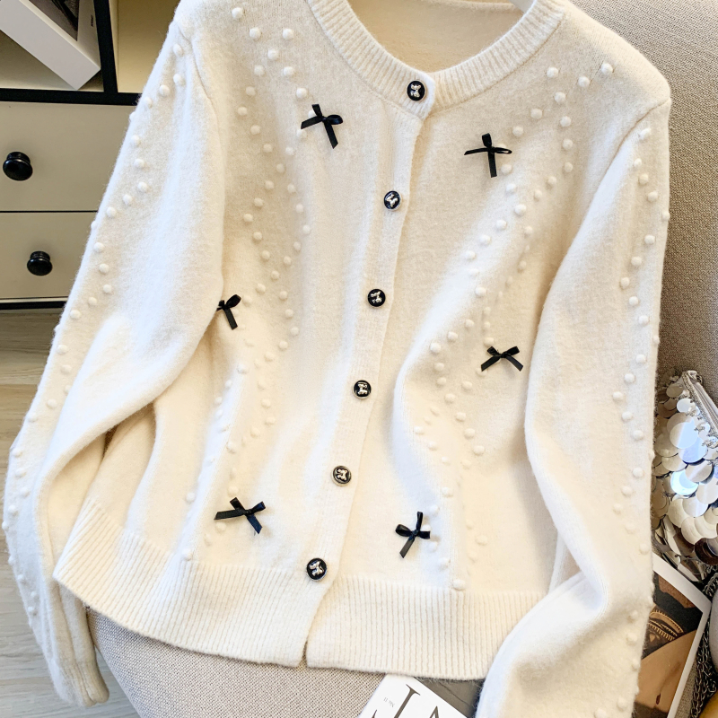 Spring fashion wool round neck cardigan for women