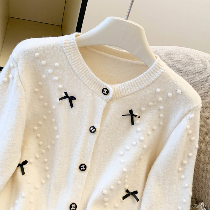 Spring fashion wool round neck cardigan for women