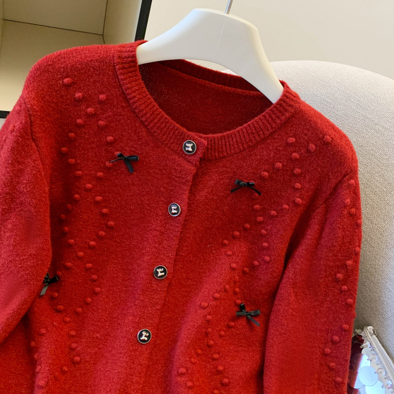 Spring fashion wool round neck cardigan for women