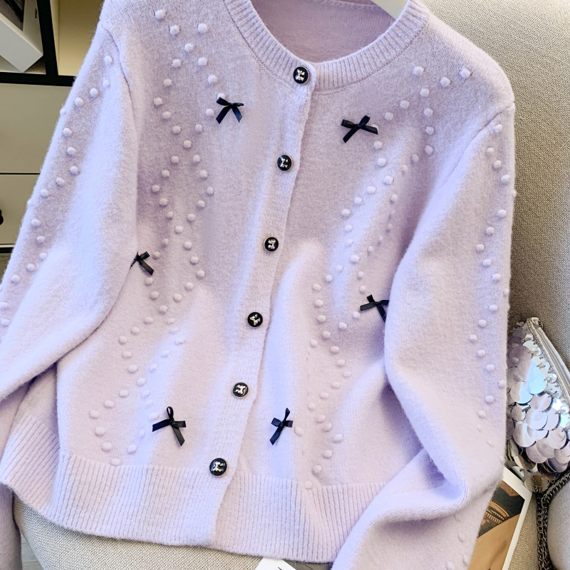 Spring fashion wool round neck cardigan for women