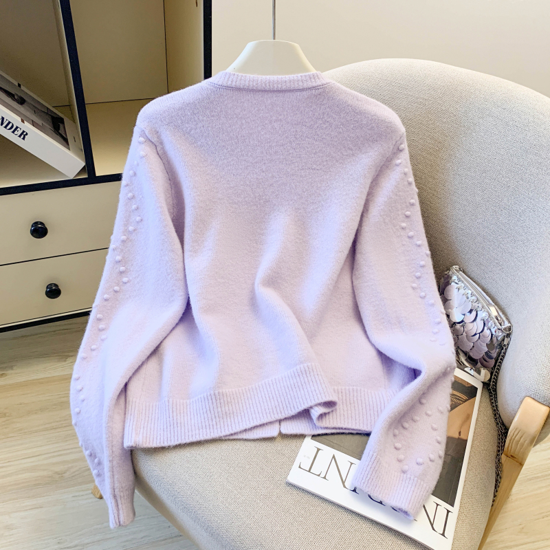 Spring fashion wool round neck cardigan for women