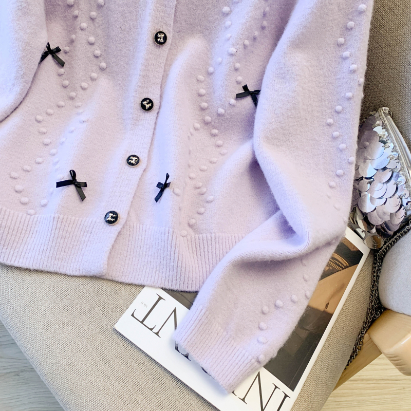 Spring fashion wool round neck cardigan for women