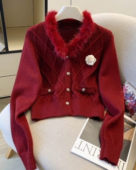 Chanelstyle fur collar sweater spring coat