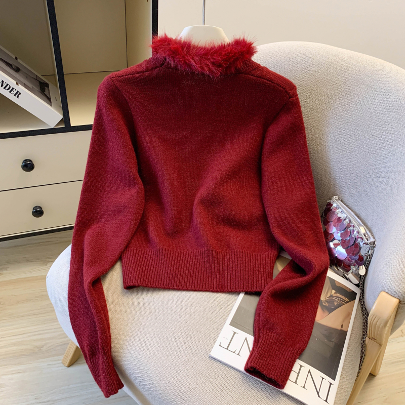Chanelstyle fur collar sweater spring coat