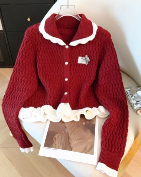 Doll collar Korean style sweater spring tops for women